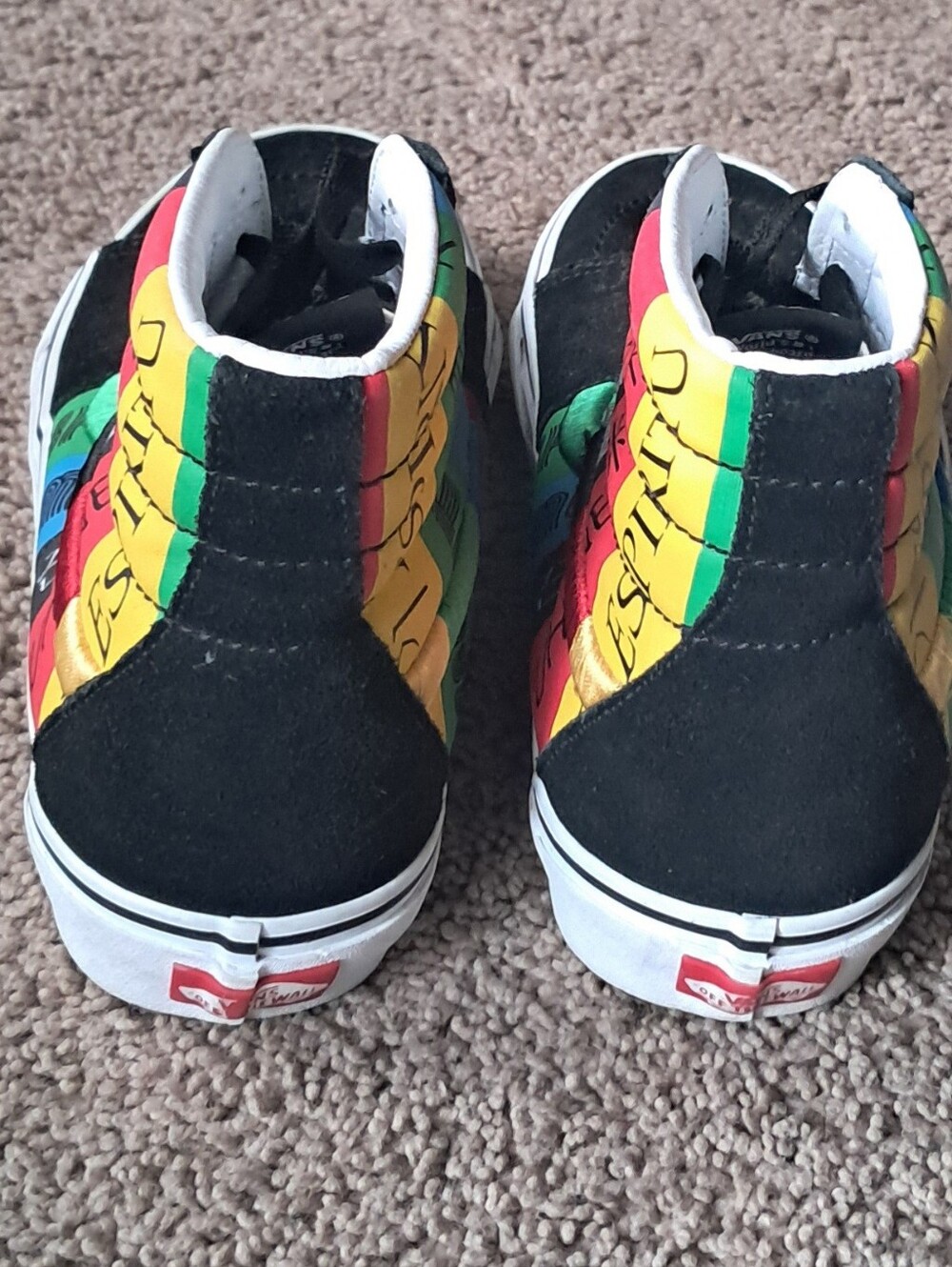 Vans Black High-Top Sneakers with Blue Green Red Yellow Panels - Picture 4 of 8